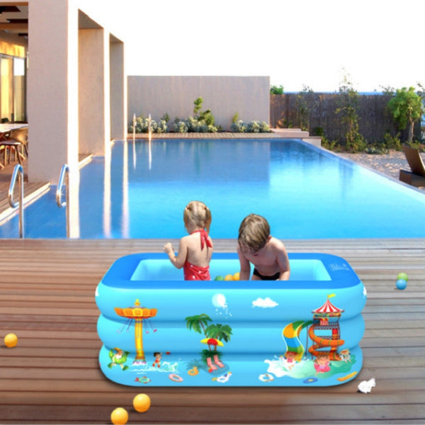 Household Indoor and Outdoor Amusement Park Pattern Children Square Inflatable Swimming Pool, 130 x 85 x 50cm, 150 x 110 x 50cm, 180 x 130 x 55cm, 210 x 135 x 55cm