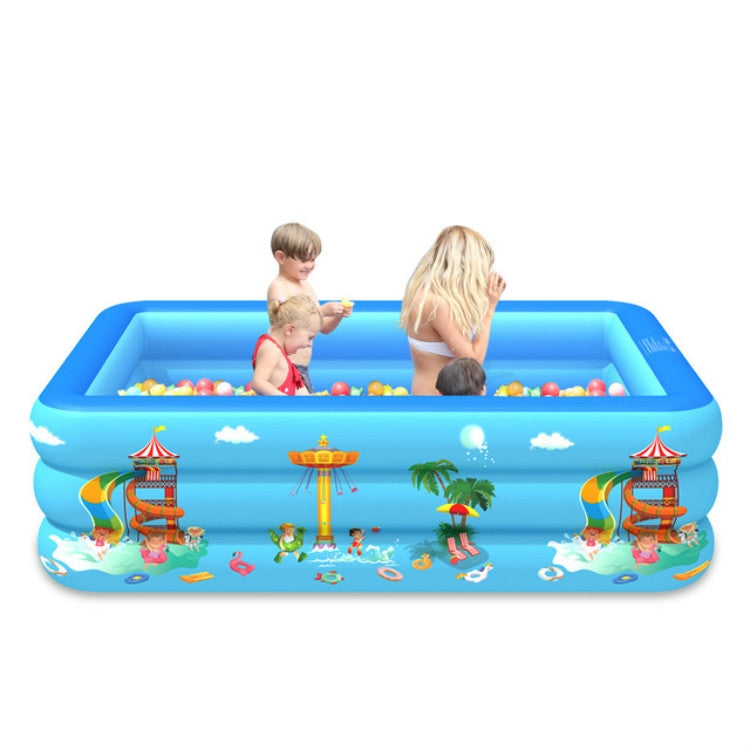 Household Indoor and Outdoor Amusement Park Pattern Children Square Inflatable Swimming Pool, 130 x 85 x 50cm, 150 x 110 x 50cm, 180 x 130 x 55cm, 210 x 135 x 55cm