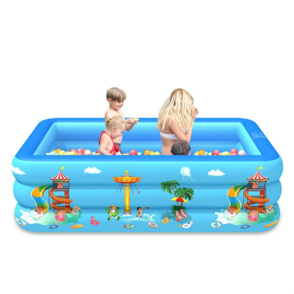 Household Indoor and Outdoor Amusement Park Pattern Children Square Inflatable Swimming Pool, 130 x 85 x 50cm, 150 x 110 x 50cm, 180 x 130 x 55cm, 210 x 135 x 55cm