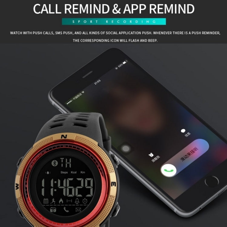 SKMEI 1250 Men Outdoor Waterproof Sports Digital Watch Multi-Function Watch, Black, Coffee/Gold, Gold/Red