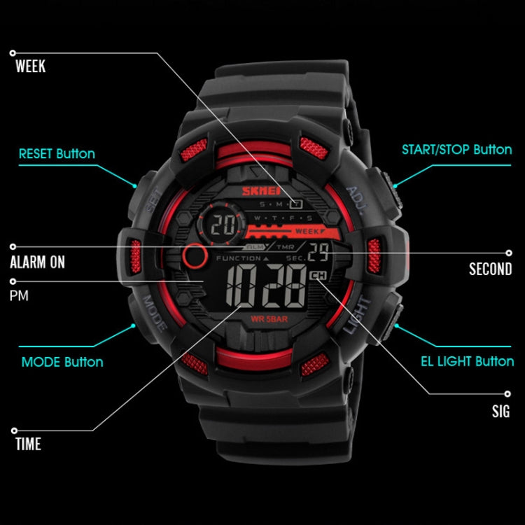 SKMEI 1243 Men Sports Watch Outdoor Waterproof Digital Watch