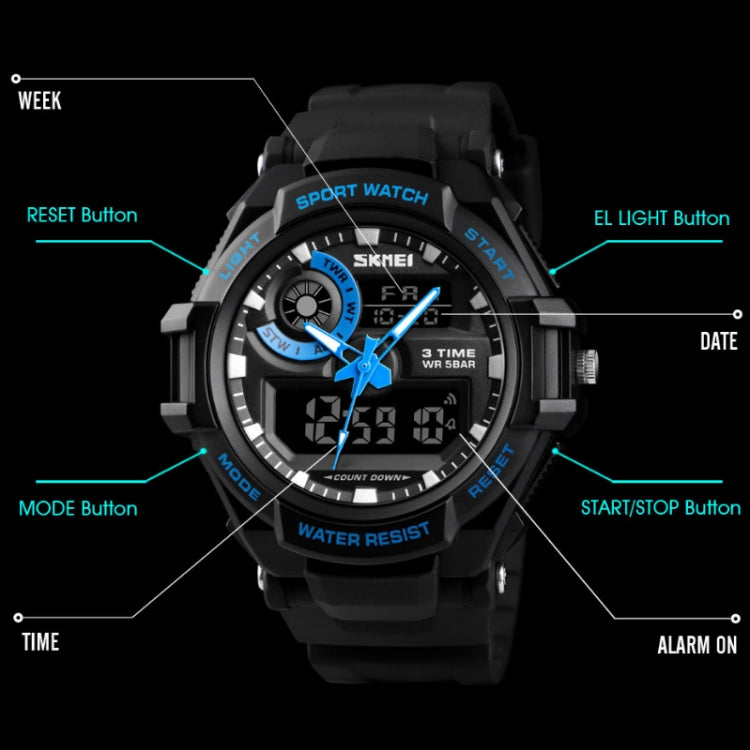 SKMEI 1357 Mens Multifunctional Sports Digital Watch Student Waterproof Watch