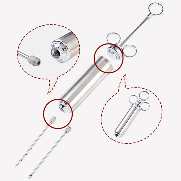 304 Stainless Steel Seasoning Syringe Barbecue Tool Turkey Needle Set