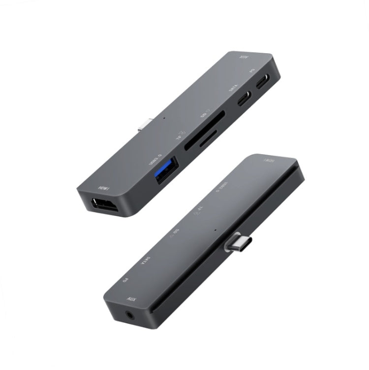 300A 7 in 1 USB3.0x1 + HDMIx1 + PD Portx1 + Type-Cx1 + SD/TF + 3.5mm Portx1 Multifunctional Extension HUB Adapter for iPad Pro