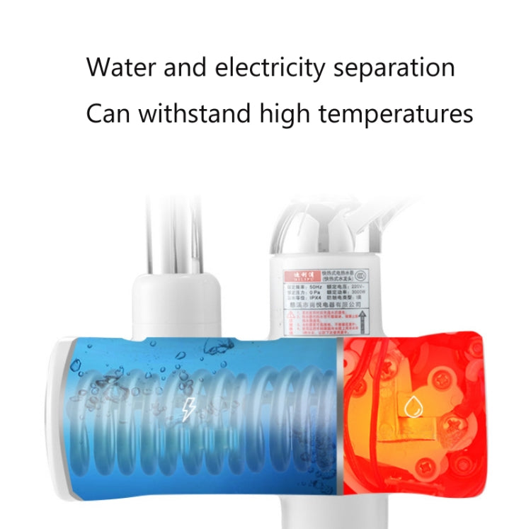 Kitchen Instant Electric Hot Water Faucet Hot & Cold Water Heater EU Plug, Lamp Display Lower Water Inlet, Lamp Display Side Water Inlet, Lamp Display Leakage Protection Lower Water Inlet, Lamp Shows Leakage Protection Side Water Inlet                 ...