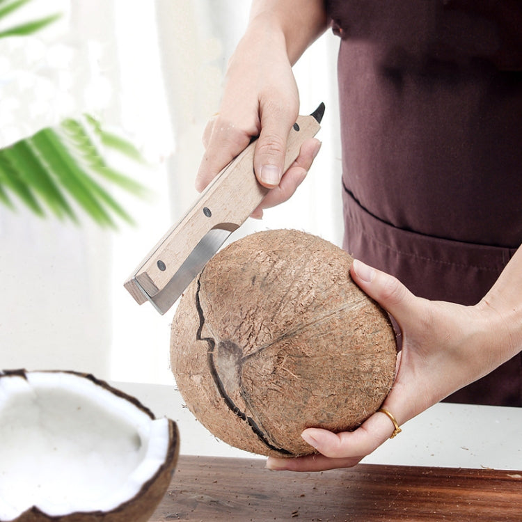 Multifunctional Stainless Steel Coconut Shell Opener With Wooden Handle Coconut Meat Knife Kitchen Gadgets