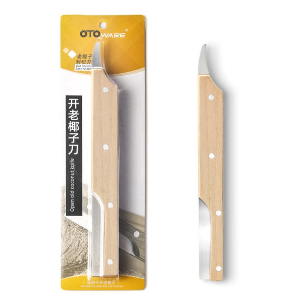 Multifunctional Stainless Steel Coconut Shell Opener With Wooden Handle Coconut Meat Knife Kitchen Gadgets
