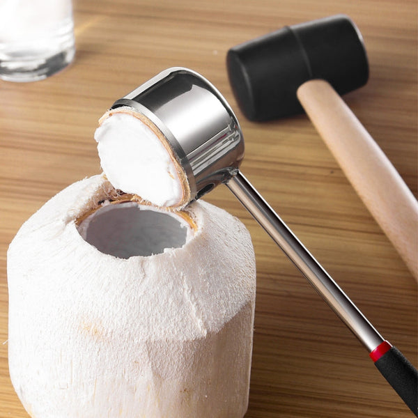 304 Stainless Steel Coconut Opener Tool Coconut Shell Shaving Tool Set, 2 in 1 Coconut Opener