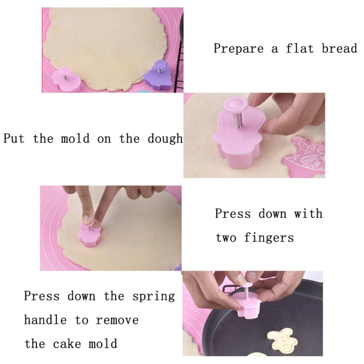 4 in 1 Three-Dimensional Fondant Biscuit Embossing Mold Push-Type Cake Mold Random Style Delivery, Push-Type Cake Mold