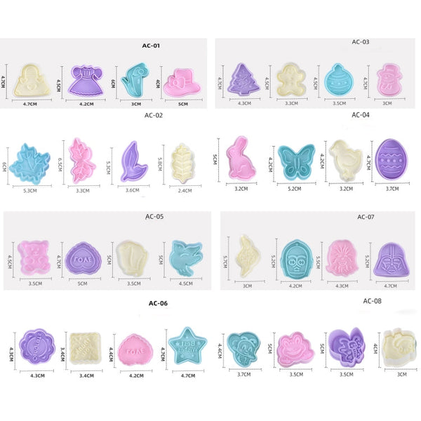 4 in 1 Three-Dimensional Fondant Biscuit Embossing Mold Push-Type Cake Mold Random Style Delivery, Push-Type Cake Mold