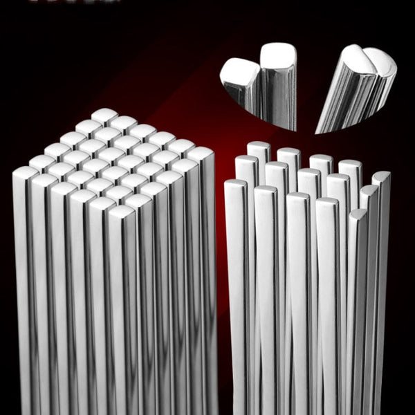 1 Pairs 304 Stainless Steel Chopsticks Non-Slip Tableware Adult Chopsticks, 18.5cm, 22.7cm