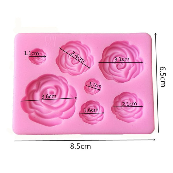 2 PCS DIY Handmade Soap Chocolate Fondant Baking Mold 3D Rose Flower Cake Decoration Silicone Mold