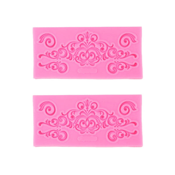 2 PCS Fondant Cake Silicone Mold Hollow Embossed Border Frame Retro Photo Frame Mould