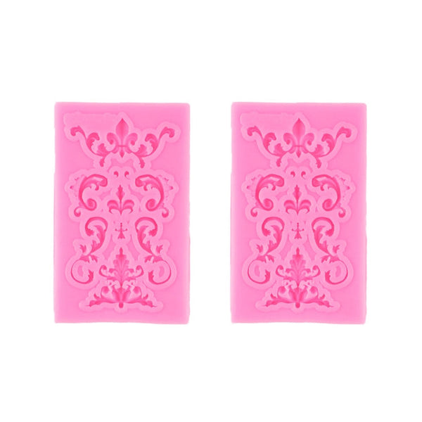 2 PCS Fondant Cake Silicone Mold Hollow Embossed Border Frame Retro Photo Frame Mould