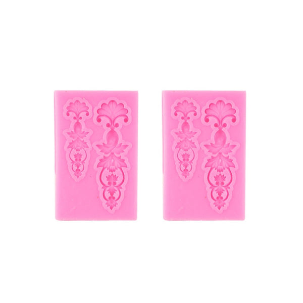 2 PCS Fondant Cake Silicone Mold Hollow Embossed Border Frame Retro Photo Frame Mould