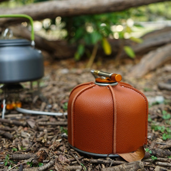 Outdoor Camping Flat Gas Tank Leather Case Camping Steam Lamp Fuel Tank PU Protective Cover, For 230g Gas Tank, For 450g Gas Tank