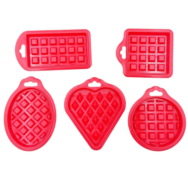 5 in 1 Food Grade Silicone Waffle Mold Kitchen Cake Set Baking Supplies, Red, Green, Beige, Pink