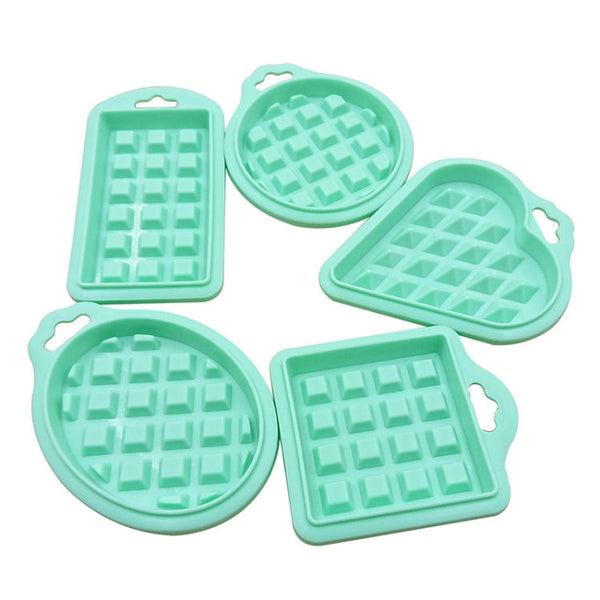 5 in 1 Food Grade Silicone Waffle Mold Kitchen Cake Set Baking Supplies, Red, Green, Beige, Pink