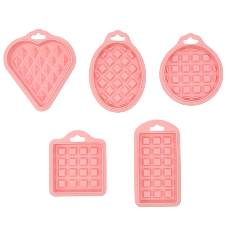 5 in 1 Food Grade Silicone Waffle Mold Kitchen Cake Set Baking Supplies, Red, Green, Beige, Pink