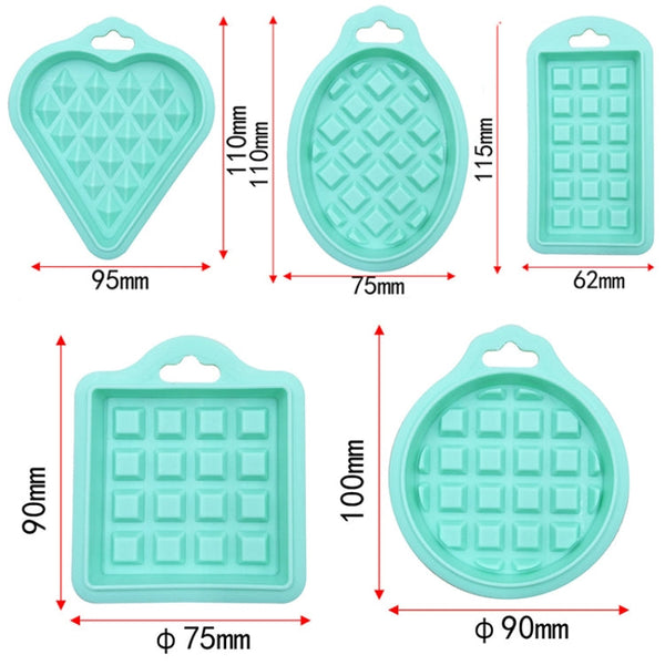 5 in 1 Food Grade Silicone Waffle Mold Kitchen Cake Set Baking Supplies, Red, Green, Beige, Pink