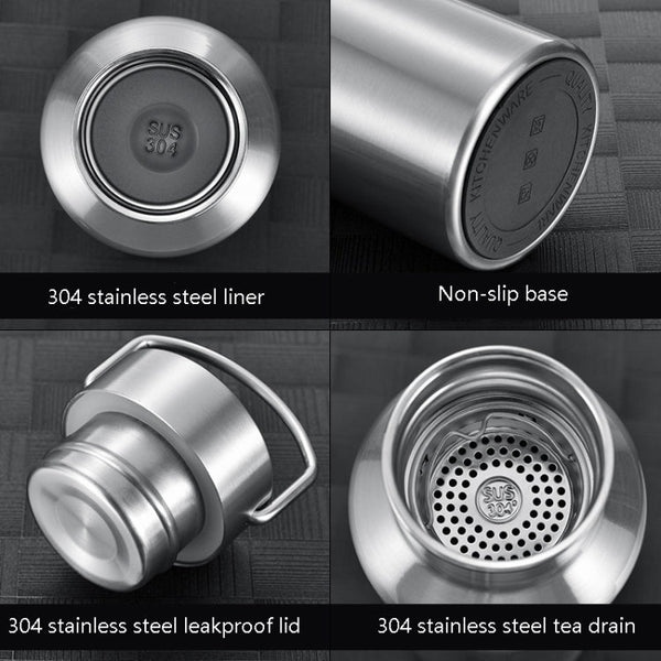 304 Vacuum Stainless Steel Vacuum Flask Double-Layer Large-Capacity Outdoor Water Bottle Mountaineering Sports Bottle