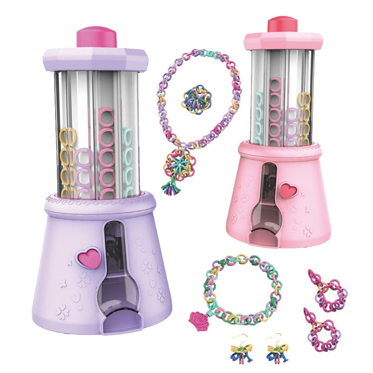 DIY Braided Bracelet Toy Beaded Braided Chain Link Maker Girl Dress Up Toy, Pink, Purple