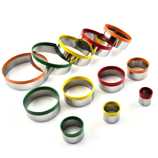 12 in 1 Stainless Steel Biscuit Cutting Set Fondant Biscuit Mold Round Cake Baking Mold, Color Mold(12 in 1)