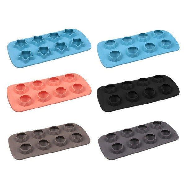 2 PCS Creative Silicone Ice Tray Mold 8 Continuous Mould Home-Made DIY Ice Tray Box, Style:, Fruit  (Blue), Fruit  (Vermillion), Round  (Red), Round  (Blue), Brick  (Blue), Brick (Gray), Five-star  (Blue), Ice Cream (Blue), Lemon  (Green)              ...