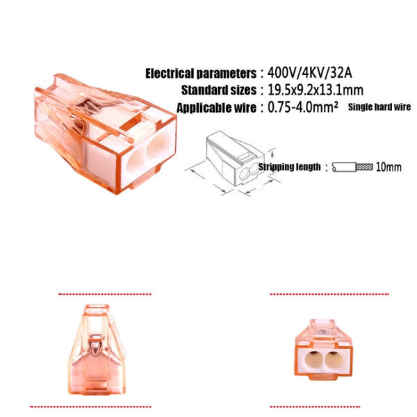 10 PCS 602A Wire Quick Connector Terminal Block Plug-In Parallel Splitter Crimp Cap Copper Insulated Connector
