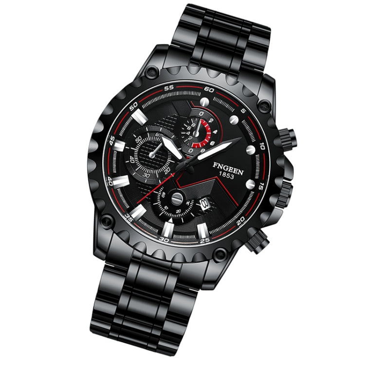FNGEEN 5055 Men Waterproof Sports Fashion Stainless Steel Watch, Black Steel Black Surface, White Steel Black Surface, White Steel White Surface, Black Leather Black Steel Black Surface, Black Leather White Steel Black Surface��������������������������...