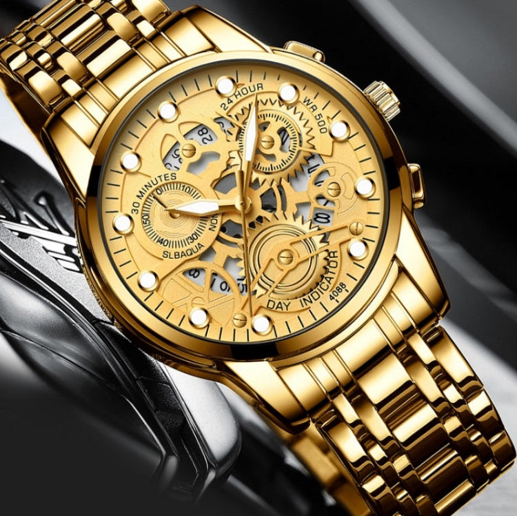 FNGEEN 4088 Men Hollow Quartz Watch Student Waterproof Luminous Watch