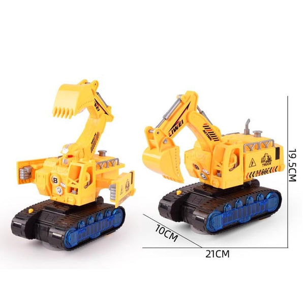 Children Light And Music Simulation Electric Excavator Car Toy, Style:, Police Car, Engineering Vehicle, Engineering Excavator, Engineering Bulldozer, Four-wheel Excavator