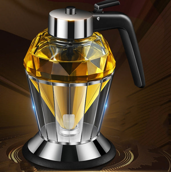 Diamond Oil Can Glass Dustproof Vinegar Oil Bottle One-Click Multi-Purpose Kitchen Seasoning Bottle, Diamond Oil Can