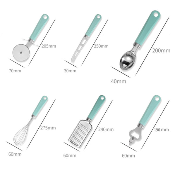 9 in 1 Plastic Handle Stainless Steel Kitchen Utensils Household Gadget Set