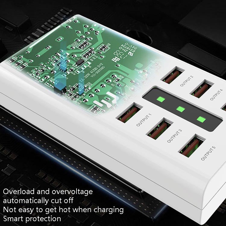 30W 2A Multi-Function 6-Port Charging Socket Universal Smart Phone And Tablet USB Charger, US Plug, EU Plug, UK Plug