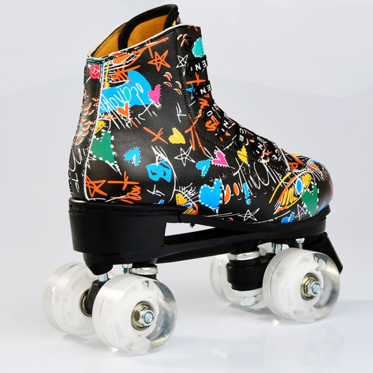 Adult Children Graffiti Roller Skates Shoes Double Row Four-Wheel Roller Skates Shoes