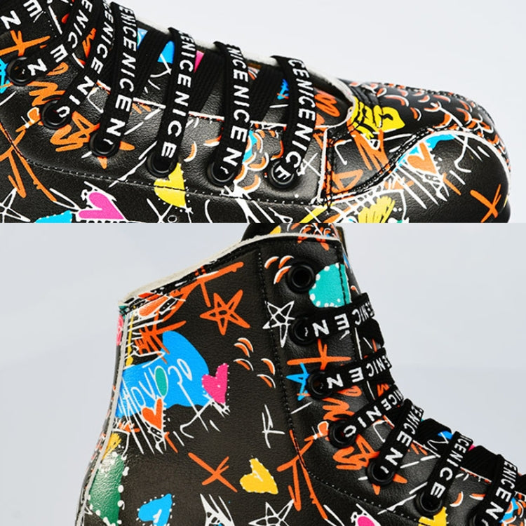 Adult Children Graffiti Roller Skates Shoes Double Row Four-Wheel Roller Skates Shoes