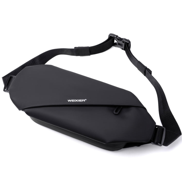 WEIXIER 8641 Men Running Waterproof Waist Bag Multifunctional Chest Bag Sports Leisure One-Shoulder Bag, Black, Dark Gray