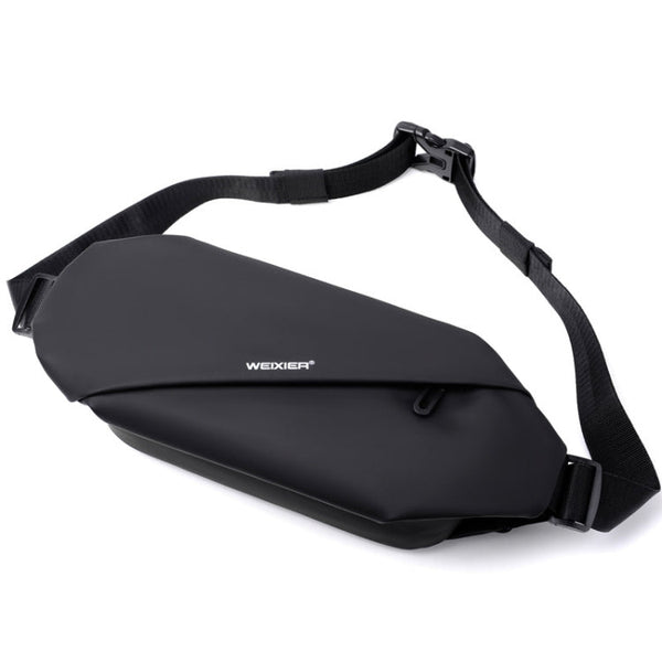 WEIXIER 8641 Men Running Waterproof Waist Bag Multifunctional Chest Bag Sports Leisure One-Shoulder Bag, Black, Dark Gray