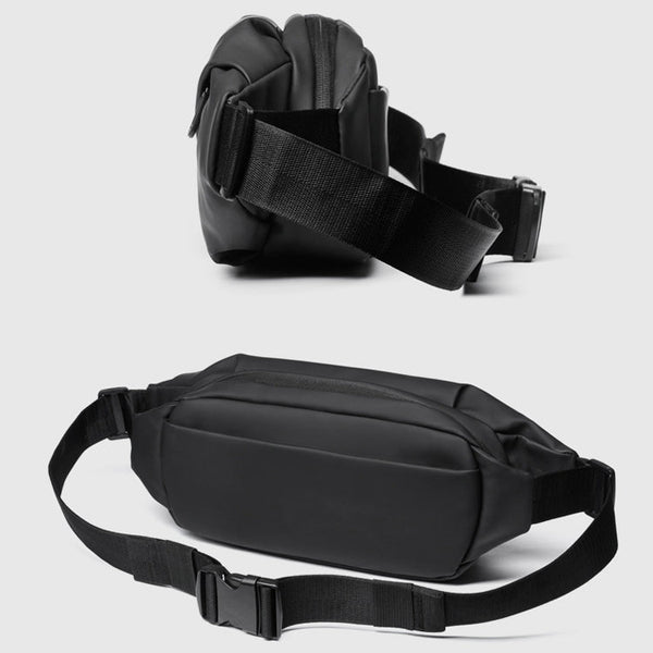 WEIXIER 8641 Men Running Waterproof Waist Bag Multifunctional Chest Bag Sports Leisure One-Shoulder Bag, Black, Dark Gray