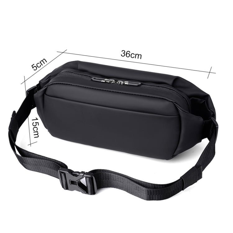 WEIXIER 8641 Men Running Waterproof Waist Bag Multifunctional Chest Bag Sports Leisure One-Shoulder Bag, Black, Dark Gray