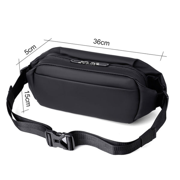WEIXIER 8641 Men Running Waterproof Waist Bag Multifunctional Chest Bag Sports Leisure One-Shoulder Bag, Black, Dark Gray