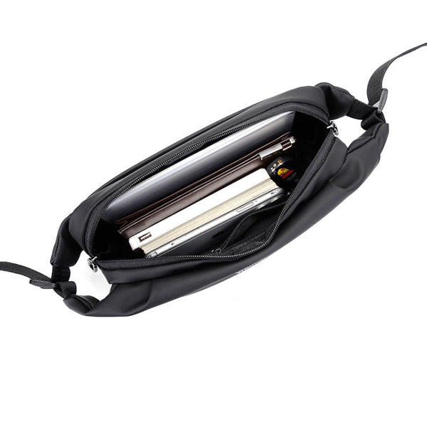 WEIXIER 8641 Men Running Waterproof Waist Bag Multifunctional Chest Bag Sports Leisure One-Shoulder Bag, Black, Dark Gray