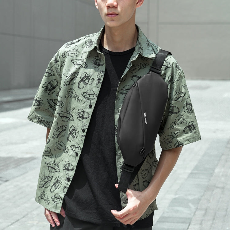 WEIXIER 8641 Men Running Waterproof Waist Bag Multifunctional Chest Bag Sports Leisure One-Shoulder Bag, Black, Dark Gray