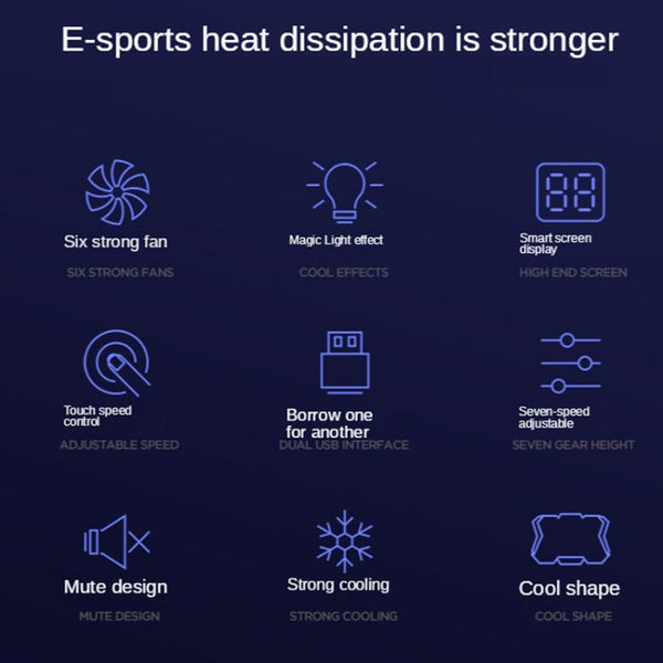 COOLCOLD RGB Notebook Radiator Six Fan Adjustable Laptop Cooling Base, 5V Speed  Colorful Version, 5V Touch 12 Symphony Version