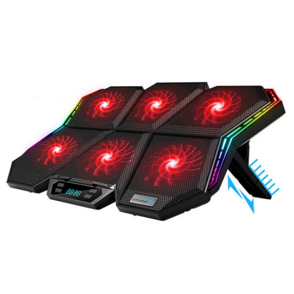 COOLCOLD RGB Notebook Radiator Six Fan Adjustable Laptop Cooling Base, 5V Speed  Colorful Version, 5V Touch 12 Symphony Version