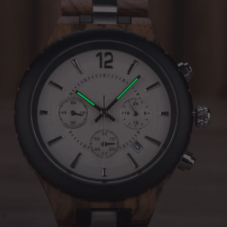 D21 Men Wooden Strap Stainless Steel Luminous Waterproof Watch