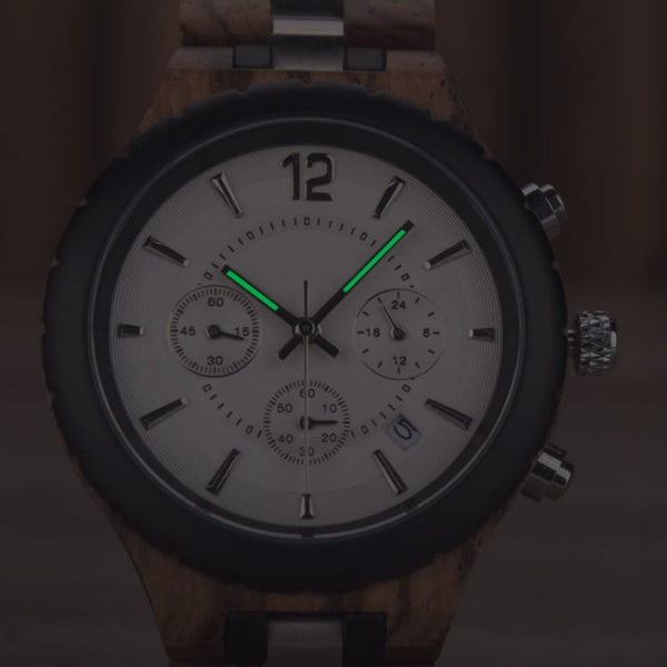 D21 Men Wooden Strap Stainless Steel Luminous Waterproof Watch
