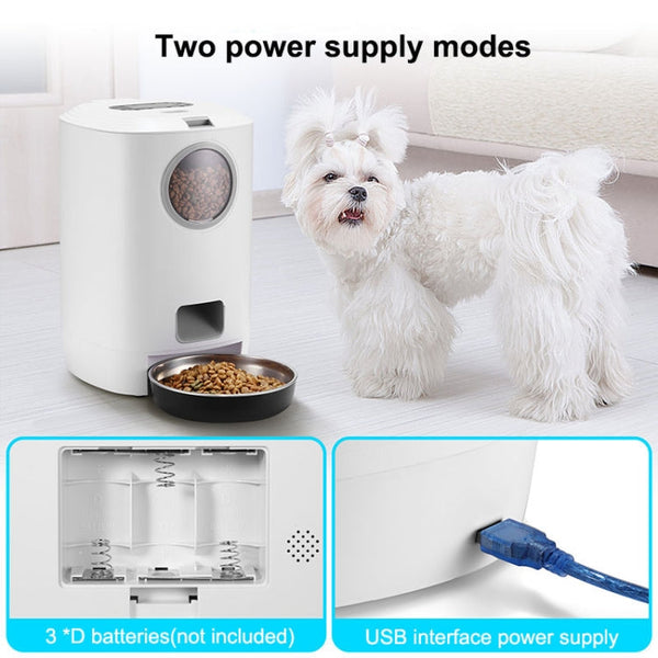 4.5L Smart Pet Cat Dog Bowl Food Automatic Dispenser Feeder  With Timer Auto Electronic Feeder With Metal Food Tray