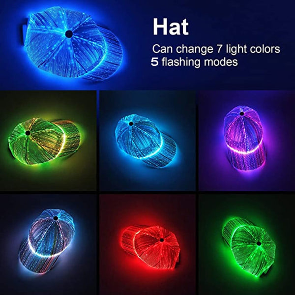 LED Fiber Optic Luminous Hat Couple Luminous Hat Outdoor Luminous Cap Performance Hat